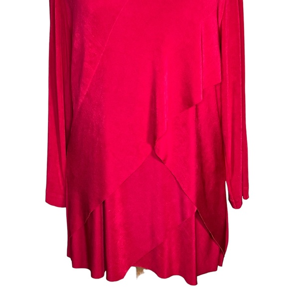 Chico’s Travelers V-Neck Red Layered Front Slinky Jersey Tunic Top Size 2 = L/12 - Picture 3 of 11